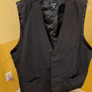 Black Suit Vest Double X Two Front Pockets 28